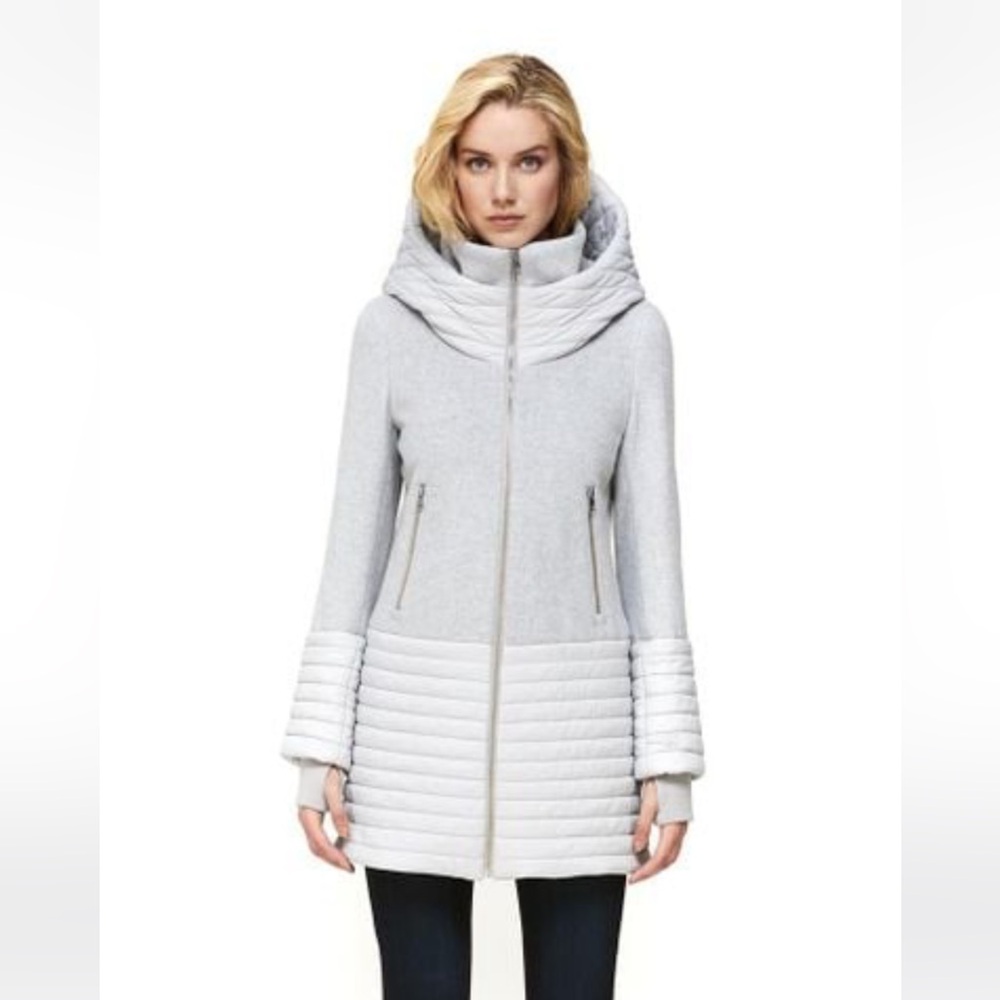 SOIA & KYO Mixed Media Avery Jacket in Silverash NEW with tags